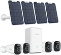 REOLINK 4K Security Cameras Wireless Outdoor System, Encrypted 1 Year Local Storage, Color Night Vision, 2.4/5GHz Wi-Fi, AI Detection, No Monthly Fee, Home Hub with 4X Eco Ultra+Solar Panel