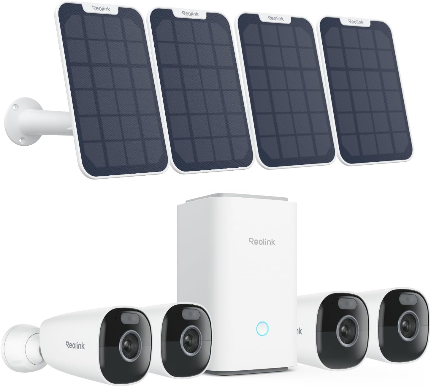 REOLINK 4K Security Cameras Wireless Outdoor System, Encrypted 1 Year Local Storage, Color Night Vision, 2.4/5GHz Wi-Fi, AI Detection, No Monthly Fee, Home Hub with 4X Eco Ultra+Solar Panel