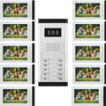 Wired Video Intercom System,7 Inch Ring Video Doorbell with IR Night Vision,HD Camera Kits,IR Outdoor Camera,Dual-Way Intercom for Villa Home Office Apartment (1 Bell +10 Monitor)