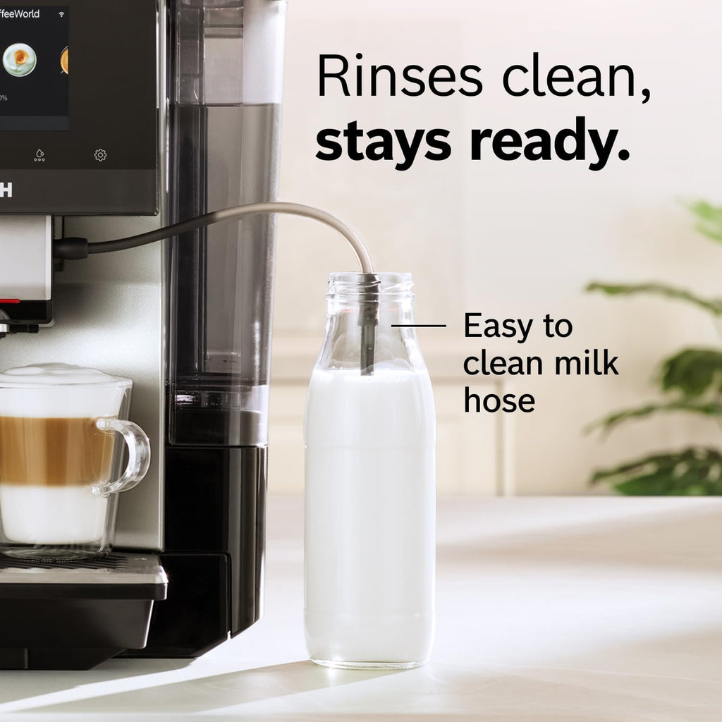 Bosch Fully Automatic Coffee and Espresso Machine - 35 Drinks, Double Cup Barista Style Super Coffee Maker - Touchscreen, Large Bean Capacity - Easy Clean, Maintenance - Black - TPU60309