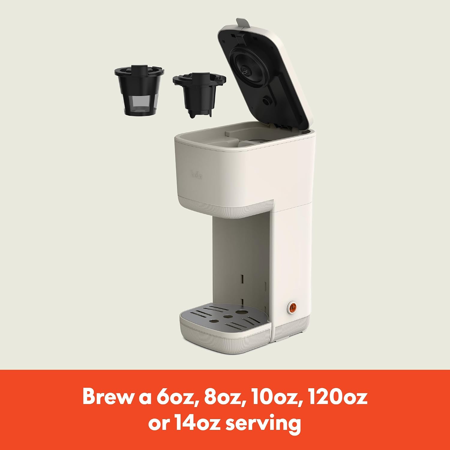 BELLA Single Serve Coffee Maker,K-Cup & Coffee Ground Compatible with Removable,Adjustable Drip Tray,Auto Shutoff & Reusable Dishwasher Safe Accessories,Brews 6oz to 14oz,1000 Watt,Oatmilk(Pack of 4)