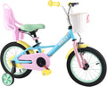 RULLY 12 14 16 Inch Kids Bike for 2-7 Years Girls 33-53 Inch Tall, Toddler Bicycle with Training Wheels & Coaster Brake, Rainbow Bike, Macarons