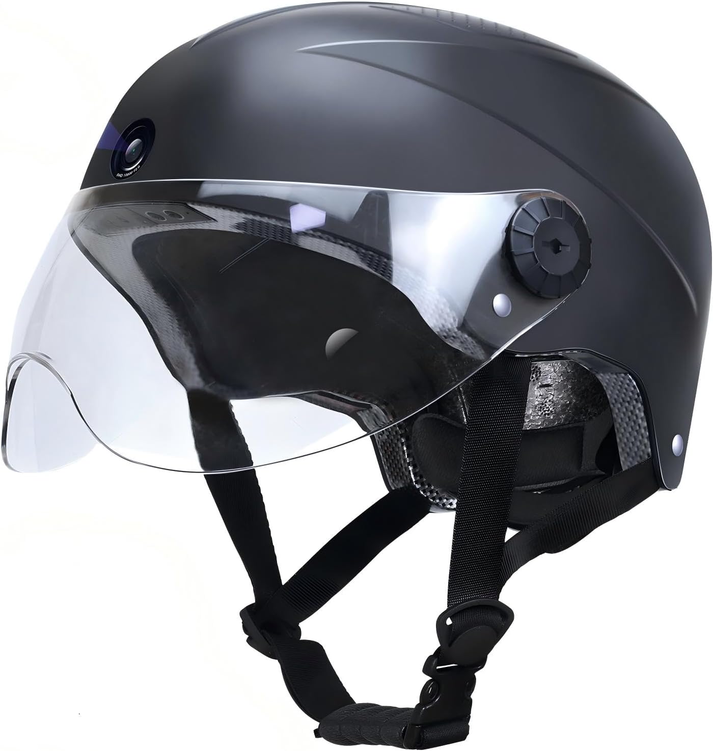 DC Smart Bike Helmet with Cameras Dual HD Front & Rear Video Recorder for Ebike & Electric Scooter, Bluetooth App Control Action Cam Helmet, CPSC Certified (Black)