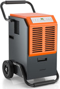 COSTWAY 163 Pints Commercial Dehumidifier, 4500 Sq.Ft Crawl Space Dehumidifier with Drain Hose, 24H Timer, for Basement, Warehouse, Job Site (Orange)