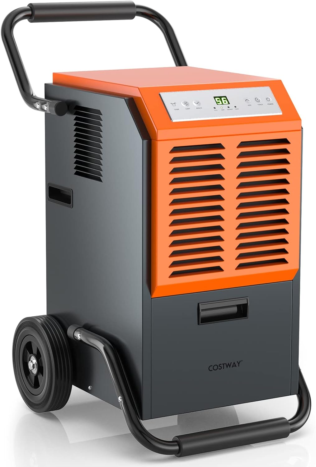 COSTWAY 163 Pints Commercial Dehumidifier, 4500 Sq.Ft Crawl Space Dehumidifier with Drain Hose, 24H Timer, for Basement, Warehouse, Job Site (Orange)