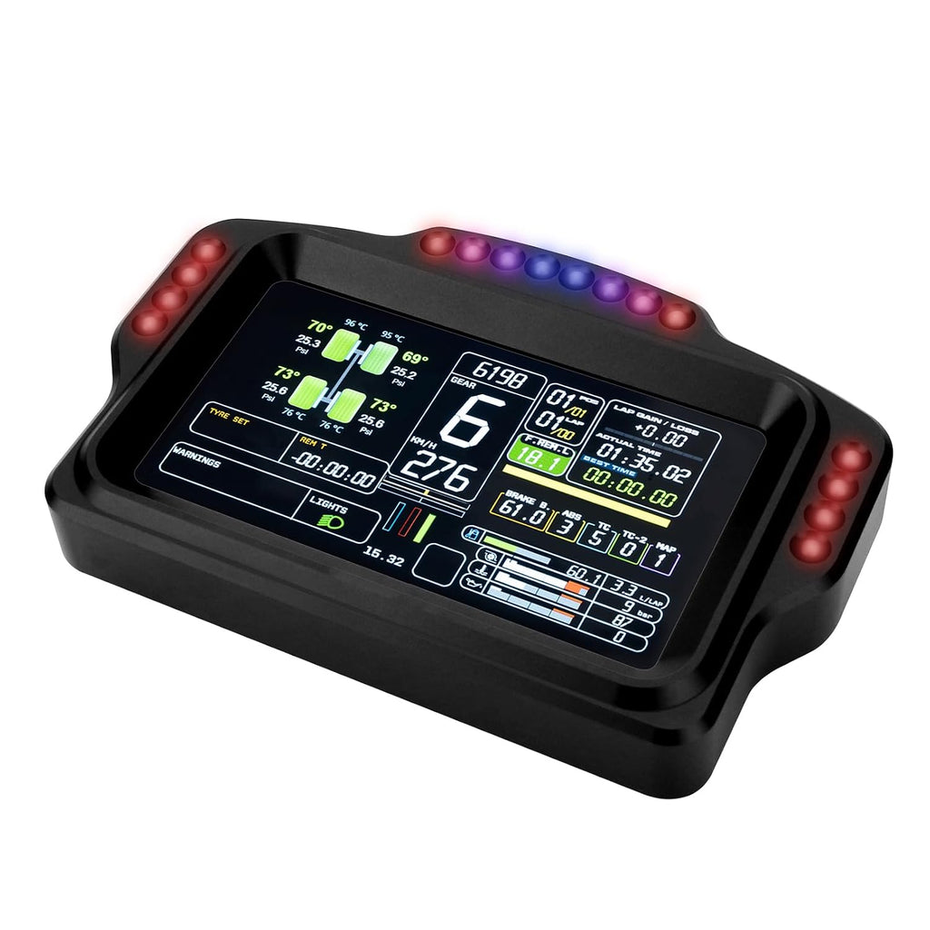 DV480 Pro V5 SimRacing Dashboard-DDU-Display Sim Racing Dash with 5' Screen & 16 RGB LEDs for Simulation Racing Games Accessories