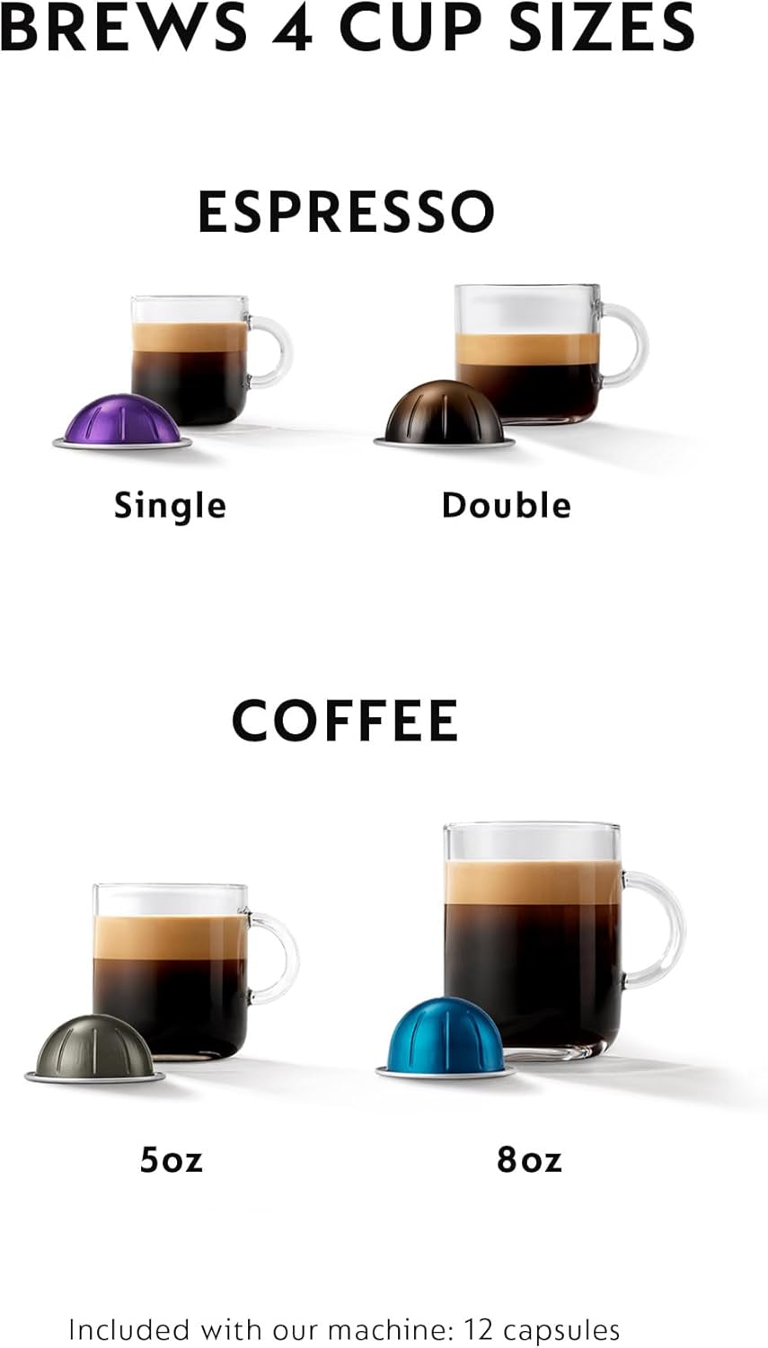 Nespresso Vertuo Coffee and Espresso Maker by Breville, Chrome with Aeroccino Milk Frother