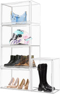 5 Pack XXX-Large Acrylic Handbag Organizer 17.7''x13''x13'' Tall Boots Storage Organizer Clear Big Display Case with Dustproof Magnetic Lid Stackable Plastic Box for Shoes, Helmet, Boots, Figures