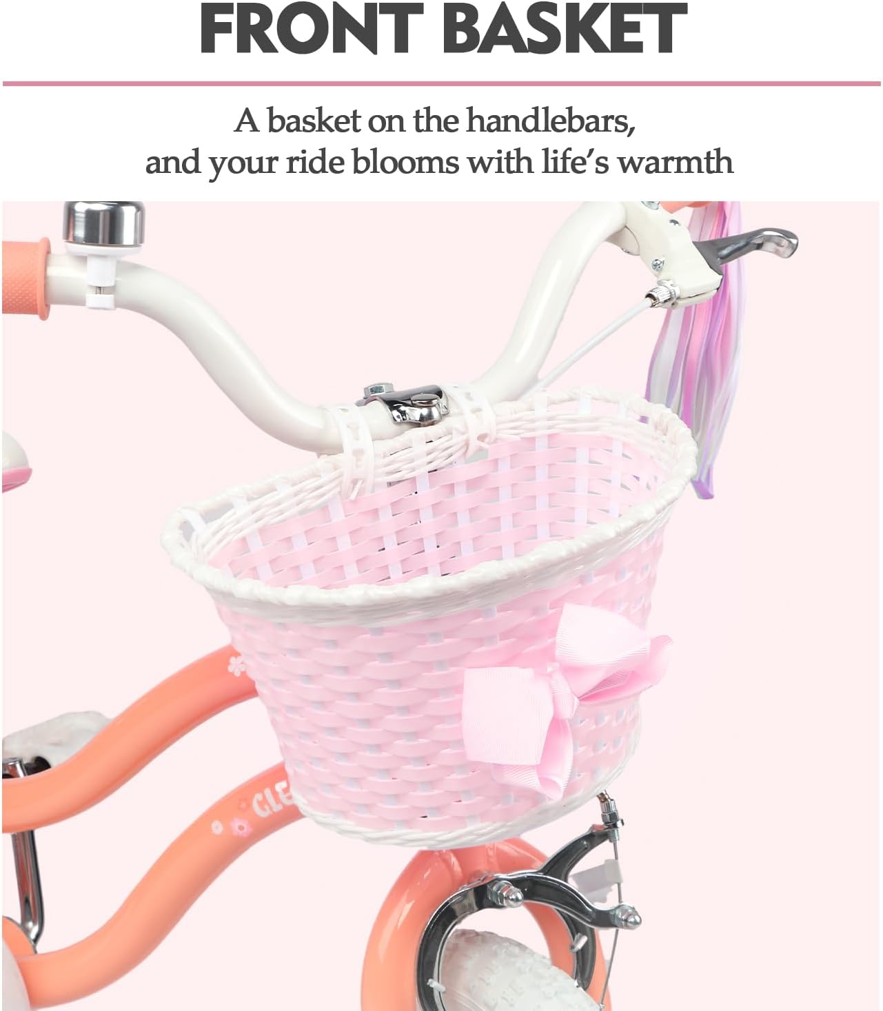 Glerc Petal Girls Bike, 12-18 Inch Kids Bike for Ages 2-9 Years Old Children, Princess Style Kids Bicycle with Training Wheels & Basket & Streamers, Multiple Colors