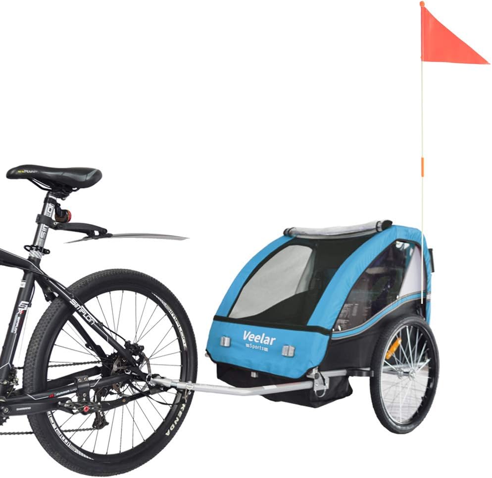 Veelar Bike Trailer & Stroller 2 in 1 Double Seat for Toddlers, Kids, Child Bicycle Carrier Jogger