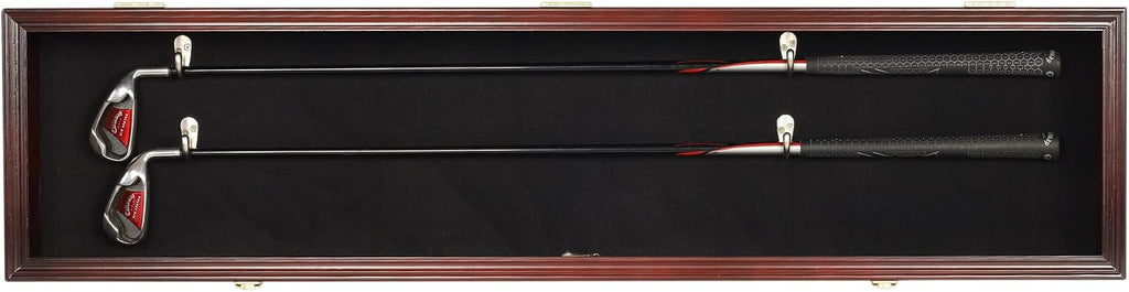 ONE 44' Long Rifle Gun Shotgun, Saber, Sword or Golf Club Display Case Cabinet Rack Putter Shadow Box w/98% UV Protection Lockable Door Mahogany Finish