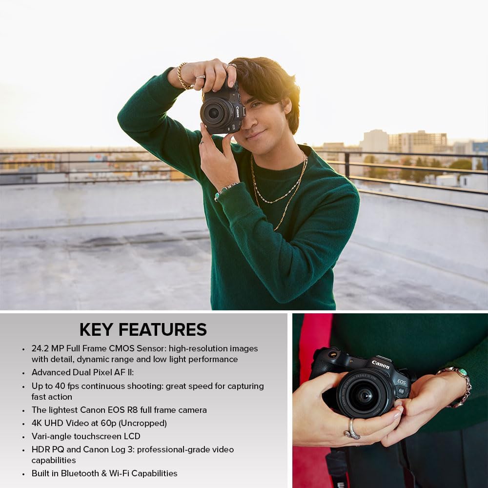 Canon EOS R8 Mirrorless Camera with RF 24-50mm f/4.5-6.3 is STM Lens, Black