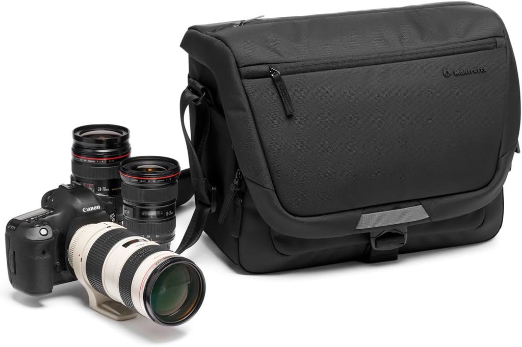 Manfrotto Advanced Messenger M III, Photography Bag for DSLR Cameras with Lenses, Camera Bag with Tripod Mount and Rain Cover, Photography Accessories