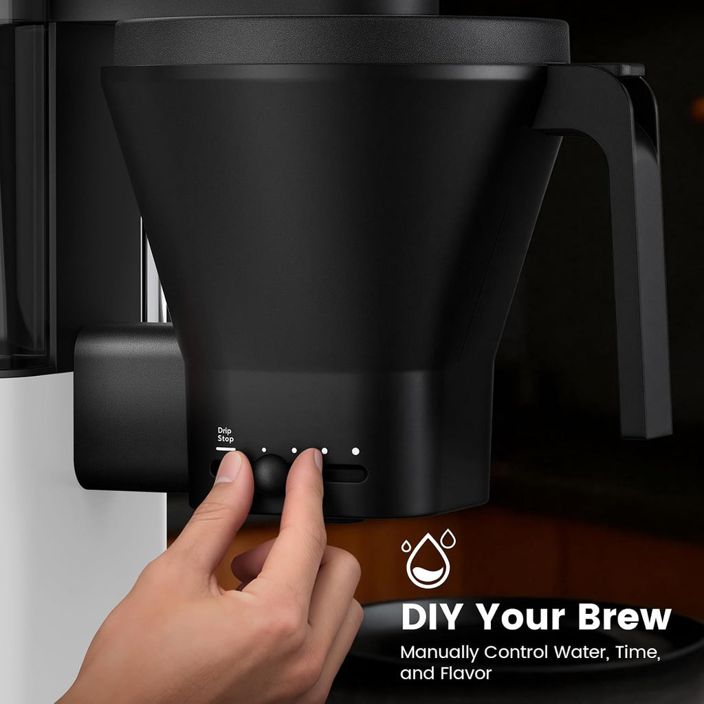 Kismile 8-Cup Drip Coffee Maker,SCA-Certified,Rapid Heating System for Seconds Brewing,Automatic Pour Over Coffee Machine,Detachable Water Tank,Deep Cold Brew & Keep Warm 40 Min, Easy to Clean (White)