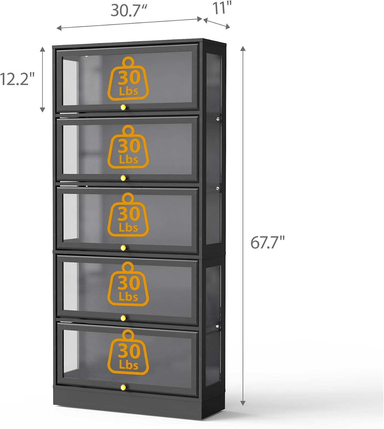 Display Cabinet with Acrylic Glass Doors,5-Tiers Curio Cabinet with LED Lighting for Collectibles, Collectibles Toy Organizers Rack & Display Shelf Display Case Storage Cabinet, Black