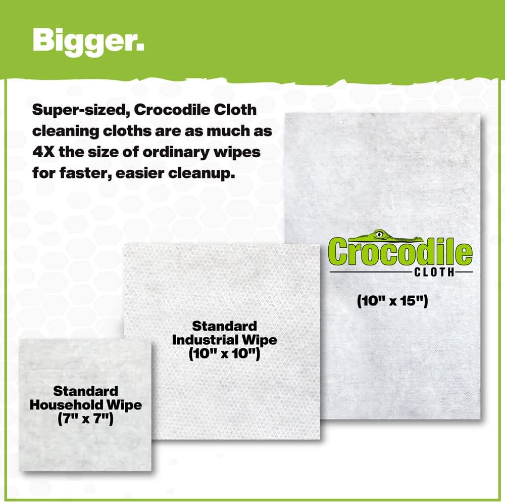 Crocodile Cloth Grill Wipes, 640 Count (8 Packs) – Extra-Large 15' x 10' Plant-Based Cleaning Cloths, Safe on Skin & Surfaces, Pre-Moistened with Aloe & Vitamin E