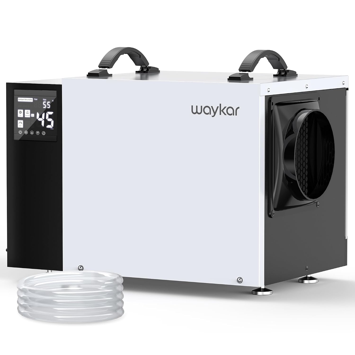 Waykar 125 Pint Crawl Space Dehumidifier with Pump & Drain Hose for Basements, Commercial & Water Damage Spaces up to 6500 Sq. Ft., Compact, Strong Dehumidification, 5-Year Quality Coverage