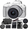 Canon EOS R50 Mirrorless Camera with 18-45mm Lens (White) Bundle with 64GB Memory Card + Canon 200ES EOS Shoulder Bag (3 Items)