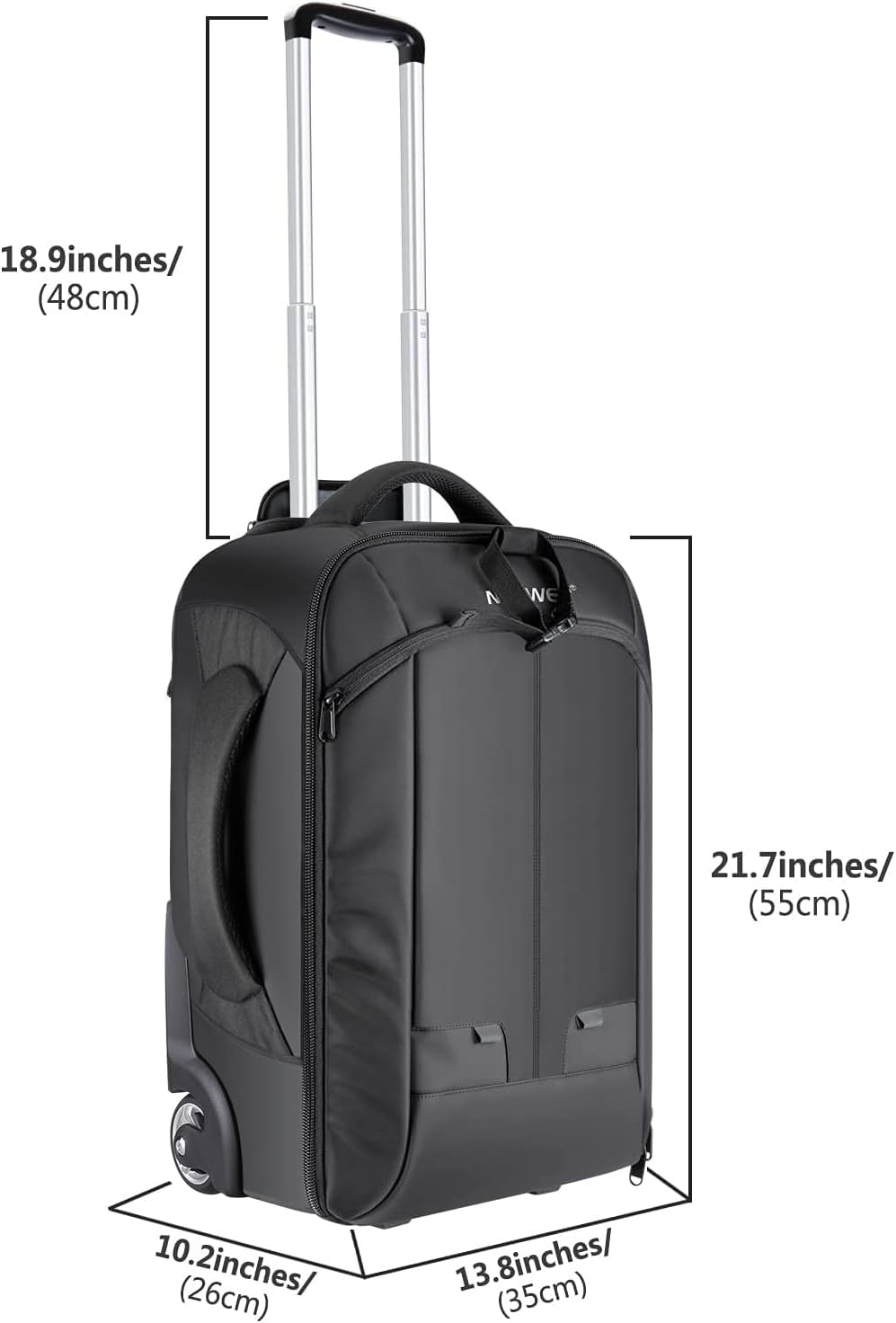 Neewer Convertible Rolling Camera Backpack for SLR/DSLR Cameras and Accessories (NW3300) –Black