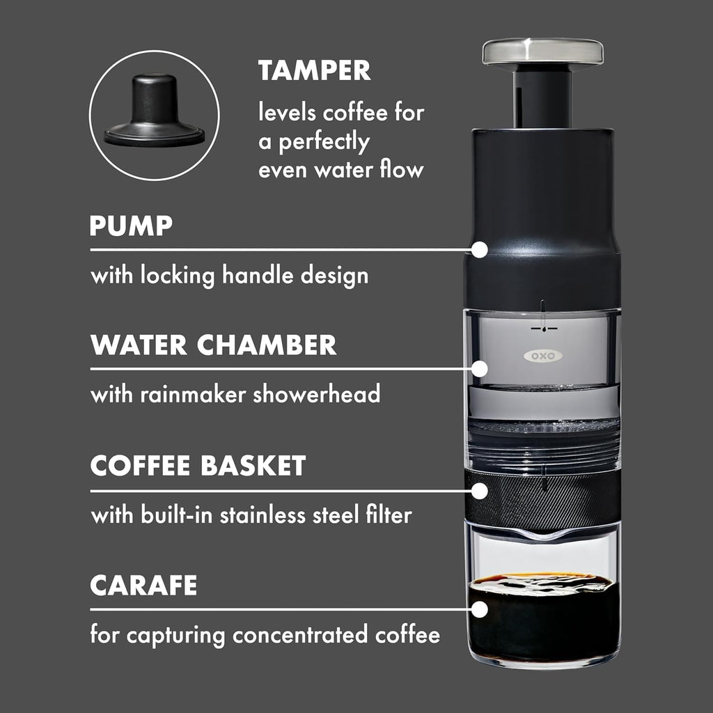 OXO Brew Rapid Brewer - Portable Coffee Maker,Fast Manual Hot & Cold Brew,Small Handheld Brewer,Compact Travel Coffee Maker,(Pack of 4)