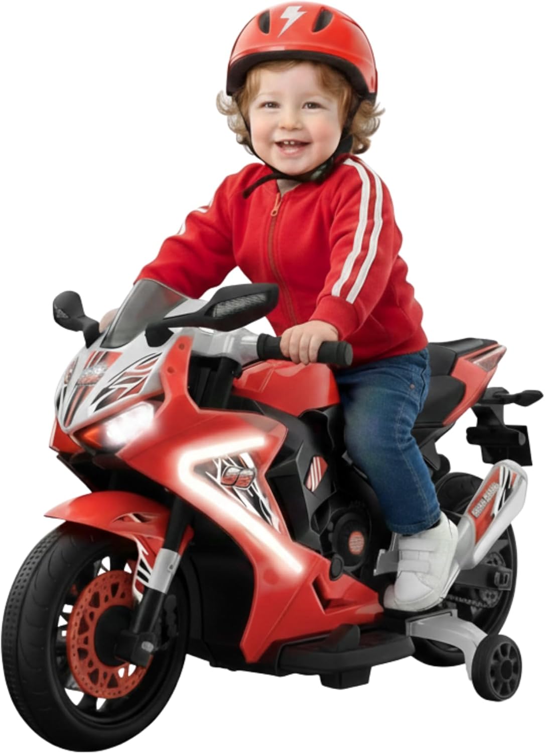 Kid Trax 6V Glow Electric Toddler Kids Motorcycle - Toddler Bike, Indoor/Outdoor Toys, Durable, LED Headlights and Body Light, Realistc Sounds, Kids Ride On Toys, Max Weight 65lbs, Ages 3+, RED