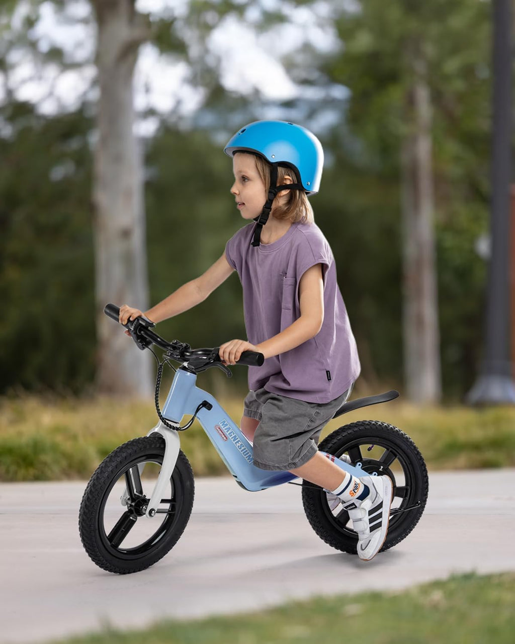 GROWNEER Electric Balance Bike for Kids, 12/14 Inch Tires, Ages 3-6, Lightweight Magnesium Alloy Frame, 3 Speed Settings(3.1/6.2/9.3 MPH), Light-up Front Tire & Adjustable Seat, Toddler Electric Bike