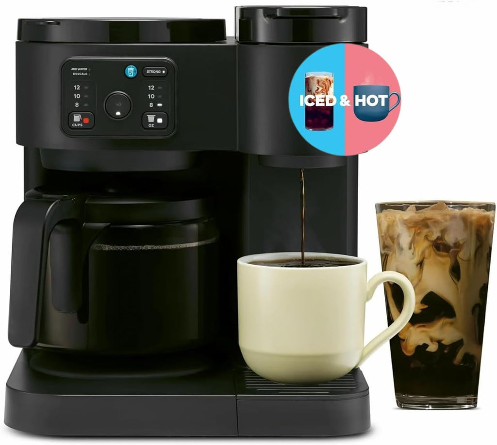 K-Duo Essentials Coffee Maker for Hot and Iced Drinks, Single Serve KCup Pod Brewer and 12 Cup Carafe Drip Coffee Pot, 72 oz Water Reservoir,Pause & Pour Feature, Perfect for Home & Office Use