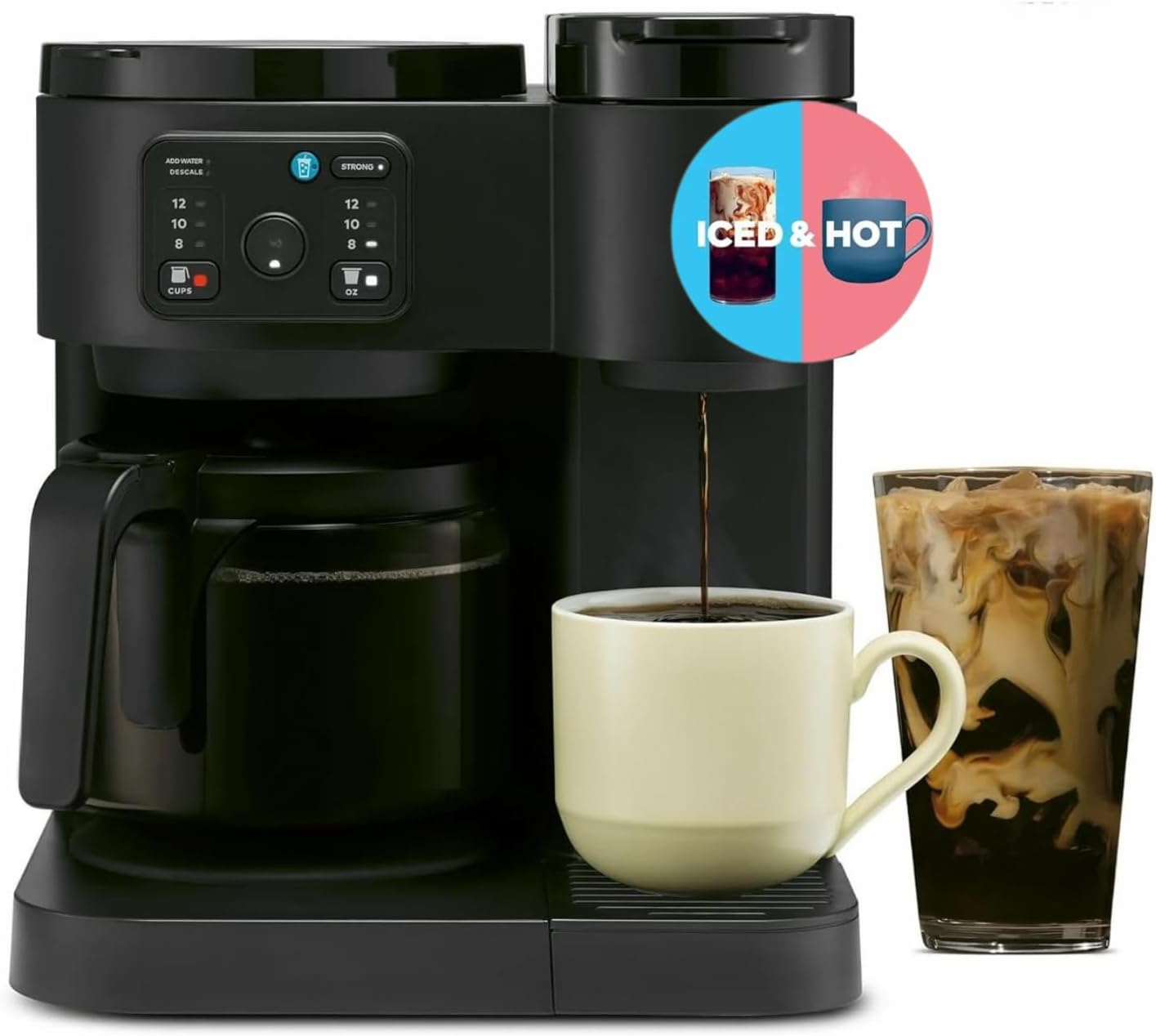 K-Duo Essentials Coffee Maker for Hot and Iced Drinks, Single Serve KCup Pod Brewer and 12 Cup Carafe Drip Coffee Pot, 72 oz Water Reservoir,Pause & Pour Feature, Perfect for Home & Office Use
