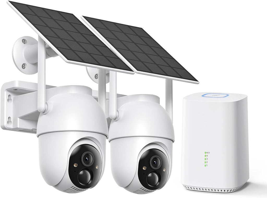 SEHMUA Solar Security Cameras Wireless Outdoor with Built-in Local Storage, No Subscription Required, Color Night Vision, 360° PTZ, 4MP Live View, Instant Alerts, Works 2.4G & 5G WiFi for Home System
