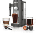 Single-Serve Coffee Maker, Pods & Grounds, 4 Brew Styles: Classic, Rich, Over Ice, Specialty, Compact, Frother, 6-24 oz Brew Sizes, Travel Mug Friendly, Gray, PB050