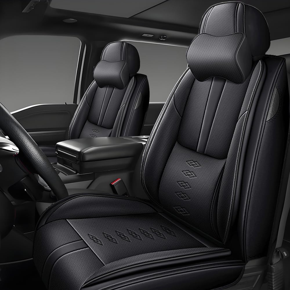 Front Seat Covers for Honda CR-V 2007-2025 2026,Leather Car Seat Covers,Soft Interior Accessories Seat Cushion Cover,Waterproof Automobile Seat Protectors for CR-V(Black,Deluxe)