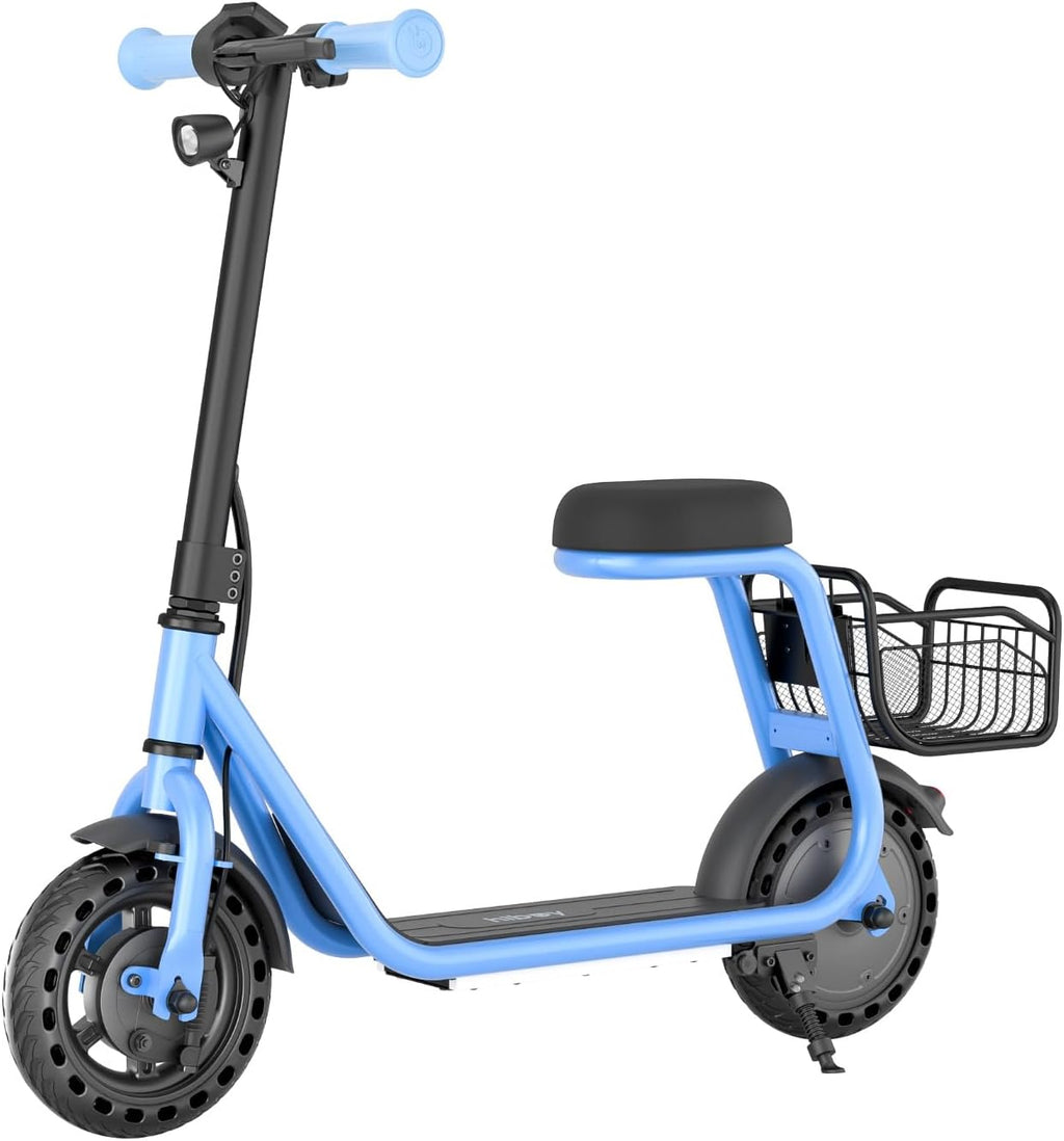 Hiboy Q2 Lite Electric Scooter with Seat for Kids Ages 4–10, LED Lights, UL Certified, 9.3 MPH, 100W Motor, Easy Control