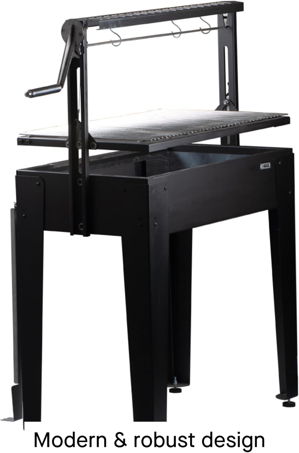 Charcoal Grill Maiten - Freestanding Santa Maria Barbecue, Adjustable Height, Detachable Front Cover, 22 lbs Capacity - Ideal for Camping