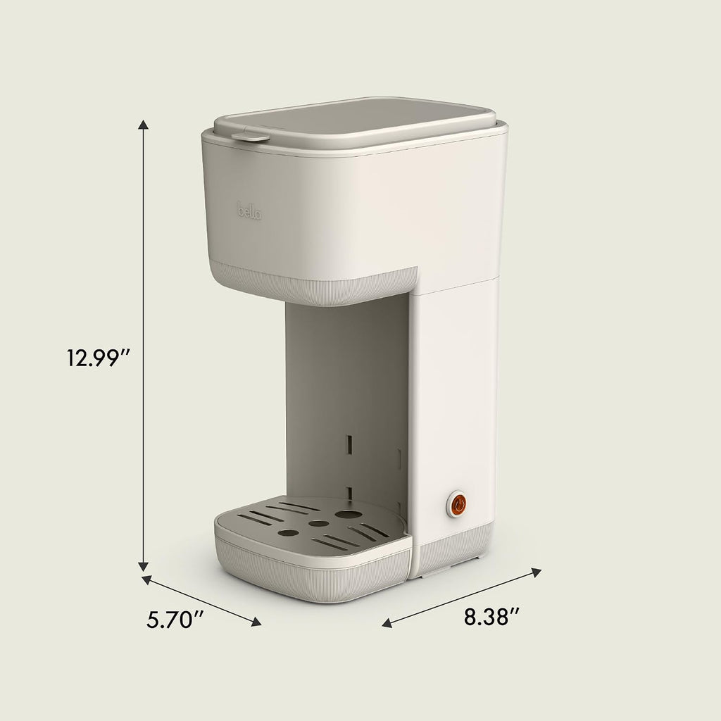 BELLA Single Serve Coffee Maker,K-Cup & Coffee Ground Compatible with Removable,Adjustable Drip Tray,Auto Shutoff & Reusable Dishwasher Safe Accessories,Brews 6oz to 14oz,1000 Watt,Oatmilk(Pack of 4)