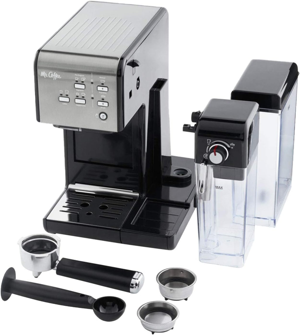 Mr. Coffee One-Touch Coffee House Espresso and Cappuccino Machine in Black Stainless