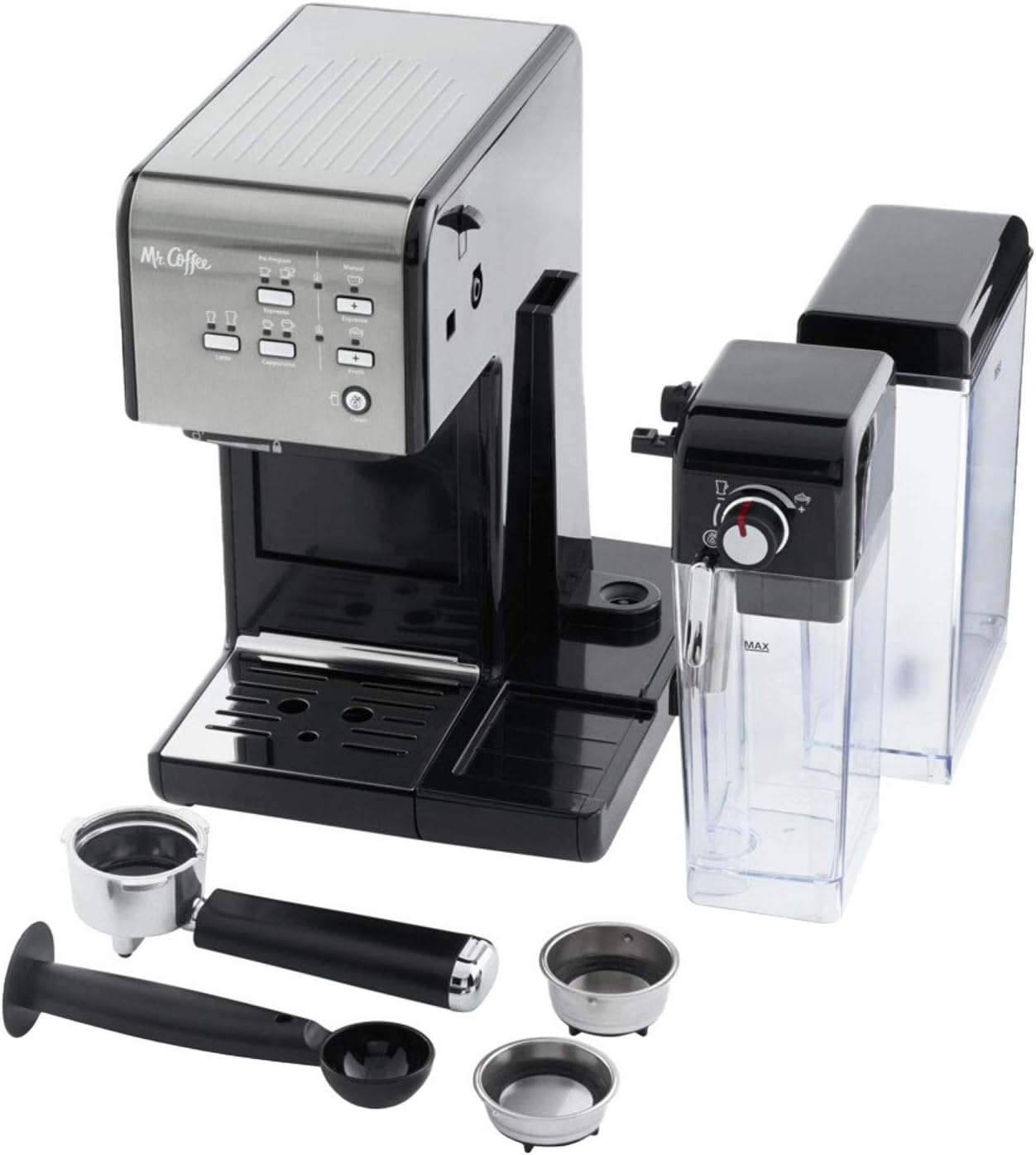 Mr. Coffee One-Touch Coffee House Espresso and Cappuccino Machine in Black Stainless