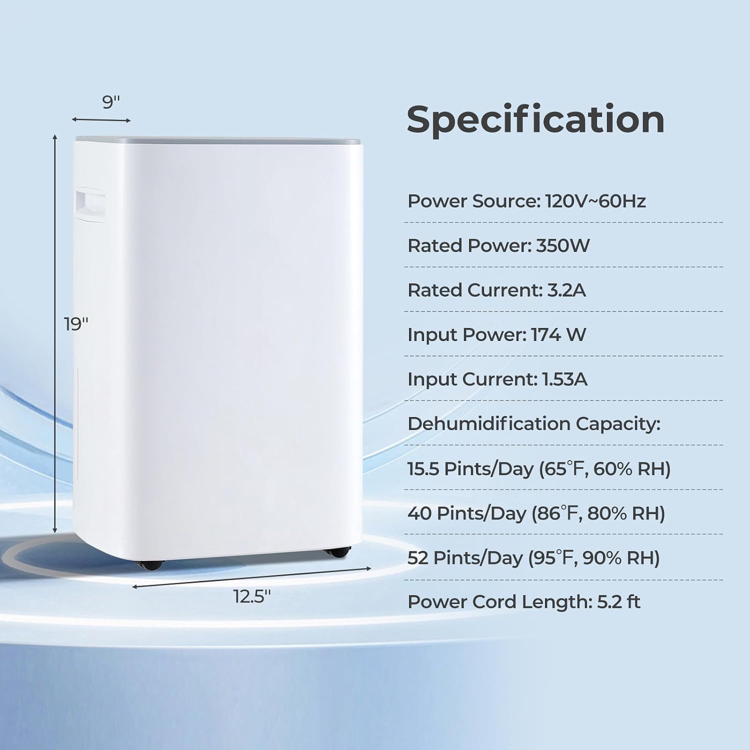 4500 Sq. Ft Dehumidifier for Basement, 52 Pint Garage Dehumidifier for Home, Bedroom & Bathroom with Drain Hose, Smart Humidity Control & Display, 3 Modes, 24H Timer & Auto Defrost