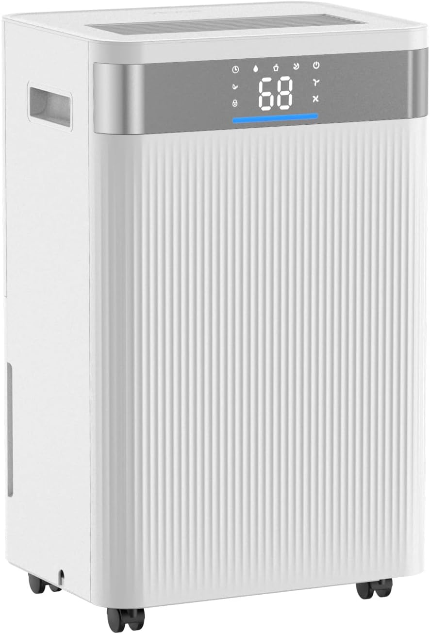 VEVOR 52 Pints Dehumidifier for Home & Basement, 4000 Sq.Ft Large Coverage, Drain Hose for Commercial & Industrial Use, Smart Humidity Control, Low Noise for Warehouses, Bathroom, Bedrooms & Storage