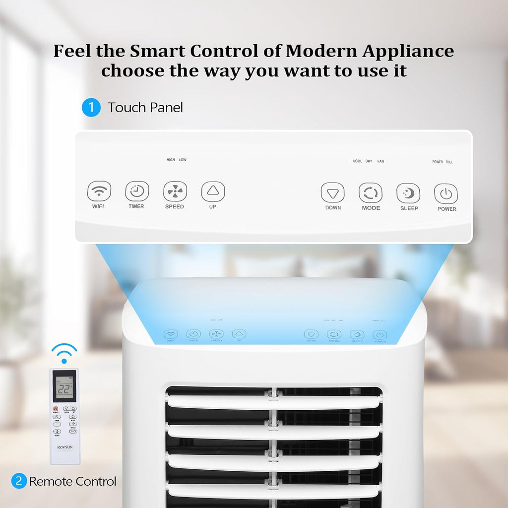 ROVSUN 8000 BTU Portable Air Conditioner with Remote Control, 3-in-1 Room AC Unit, Fan & Dehumidifier with Digital Display, 24H Timer & Installation Kits for Home Office Dorm