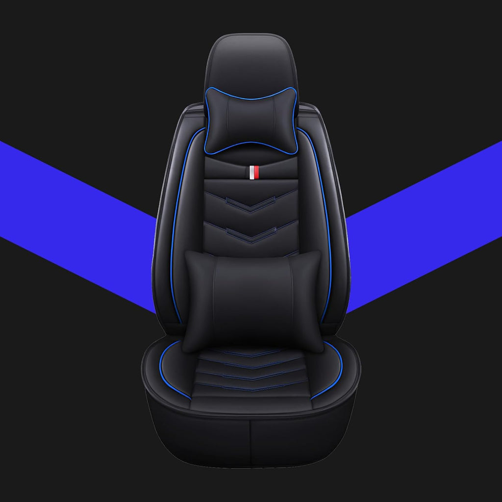 Car Seat Covers 7 Seats for Dodge Grand Caravan 2000-2020, Waterproof Durable Leather Vehicle Cushion Covers, Breathable Full Coverage Seat Protector(Luxury,Black Blue)