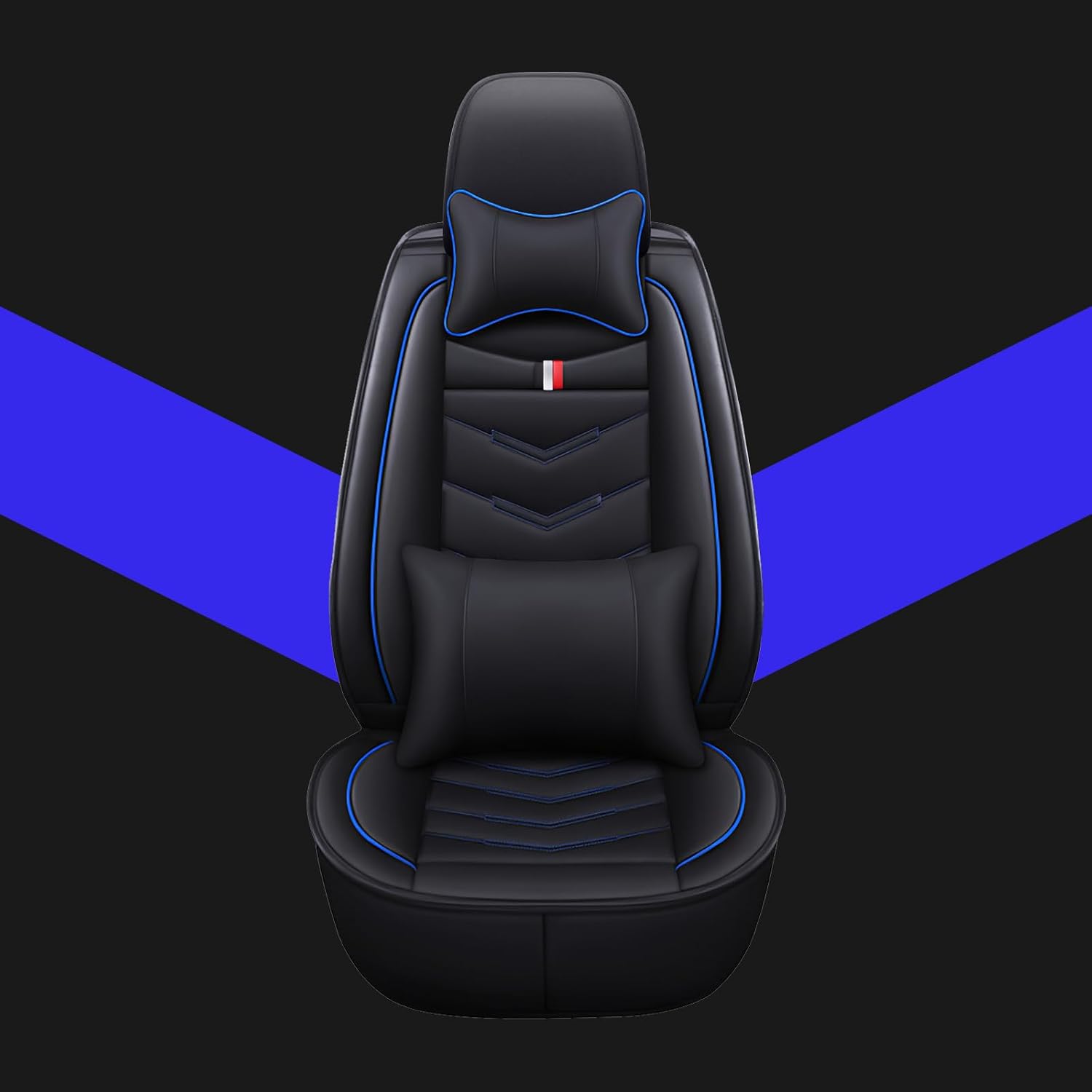 Car Seat Covers 7 Seats for Dodge Grand Caravan 2000-2020, Waterproof Durable Leather Vehicle Cushion Covers, Breathable Full Coverage Seat Protector(Luxury,Black Blue)