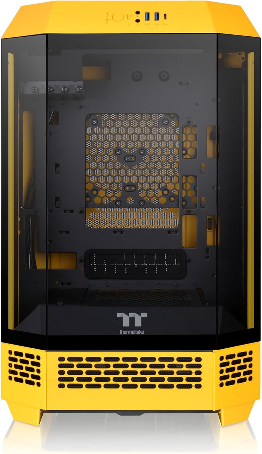 Thermaltake Tower 300 Bumblebee Micro-ATX Case; 2x140mm CT Fan Included; Support Up to 420mm Radiator; Optional Chassis Stand Kit Allows Horizontal Display; CA-1Y4-00S4WN-00; 3 Year Warranty