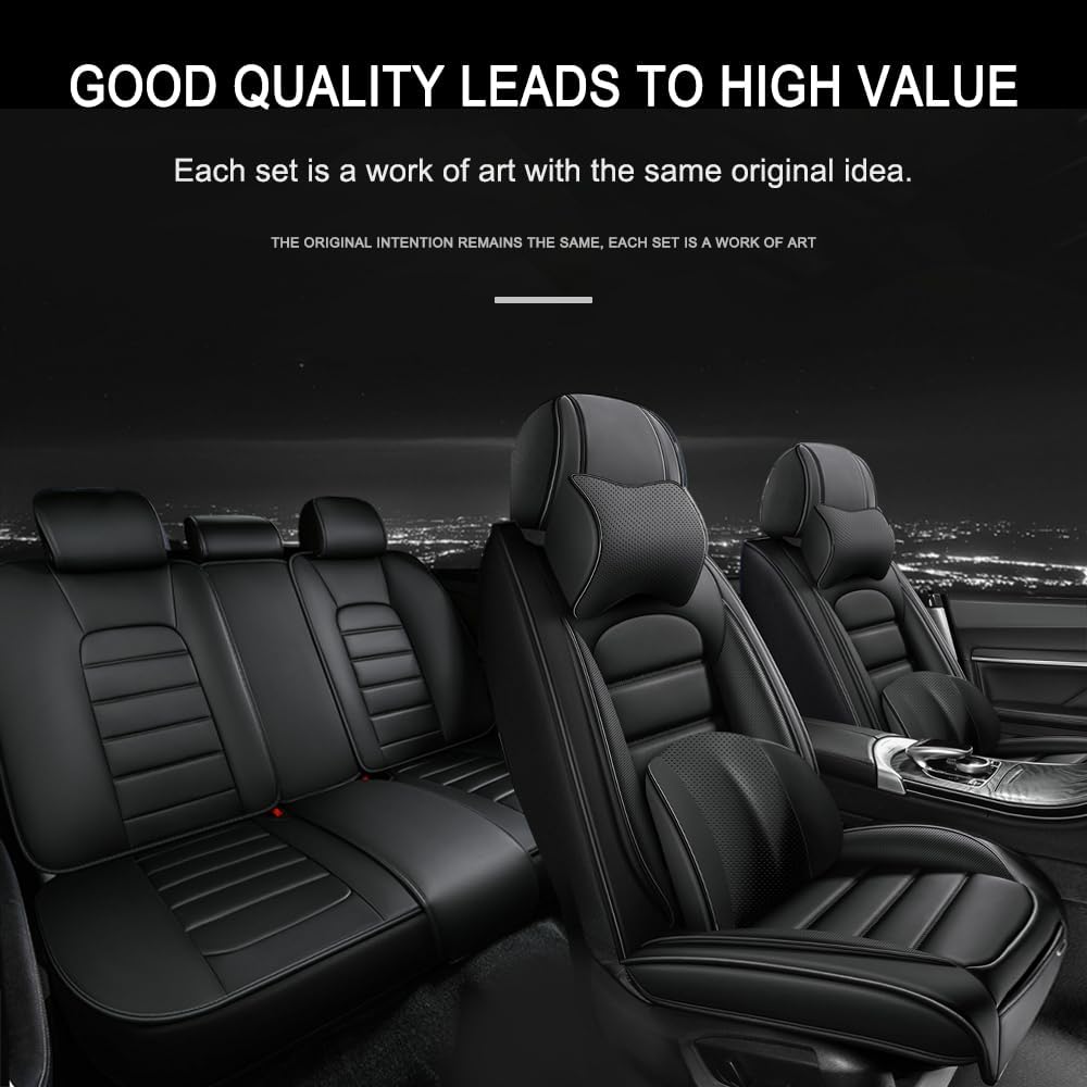 5 Seat Covers for BMW X7 2019-2024 Leather Car Seat Covers Waterproof Anti-Slip Soft Car Seat Protectors Comfort Premium Automotive Seat Covers with Airbag（Luxury,Classic Black）
