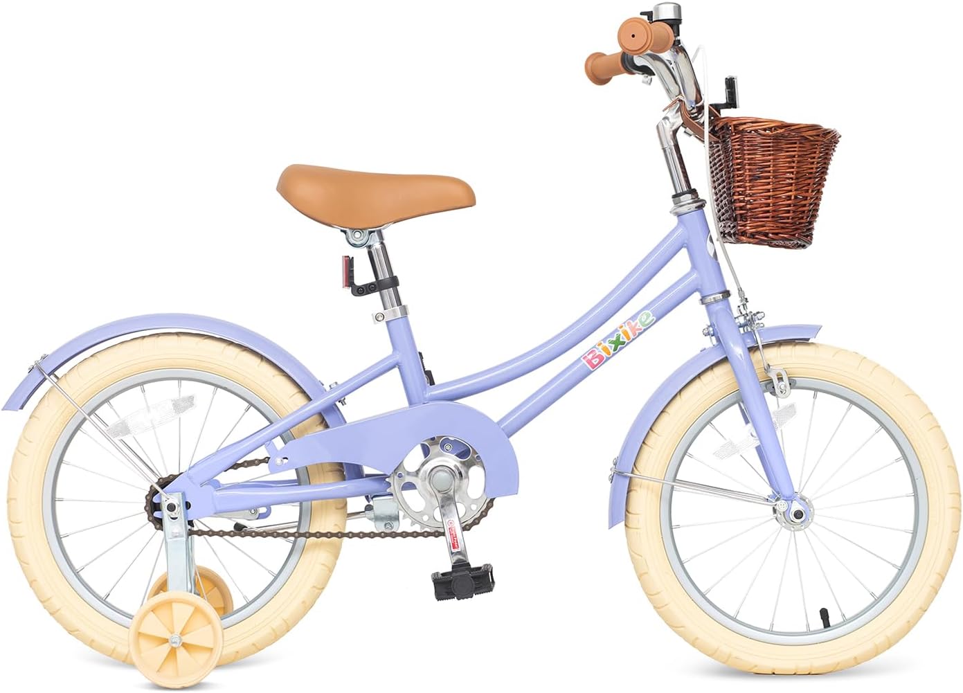 Bixike Retro Design Girls Bike with Basket and Coaster Brake for 3-13 Years Old Kids, 14 16 18 Inch Cruiser Bicycle for Toddlers with Training Wheels, 20 24 26 Inch with Kickstand, Multiple Colors