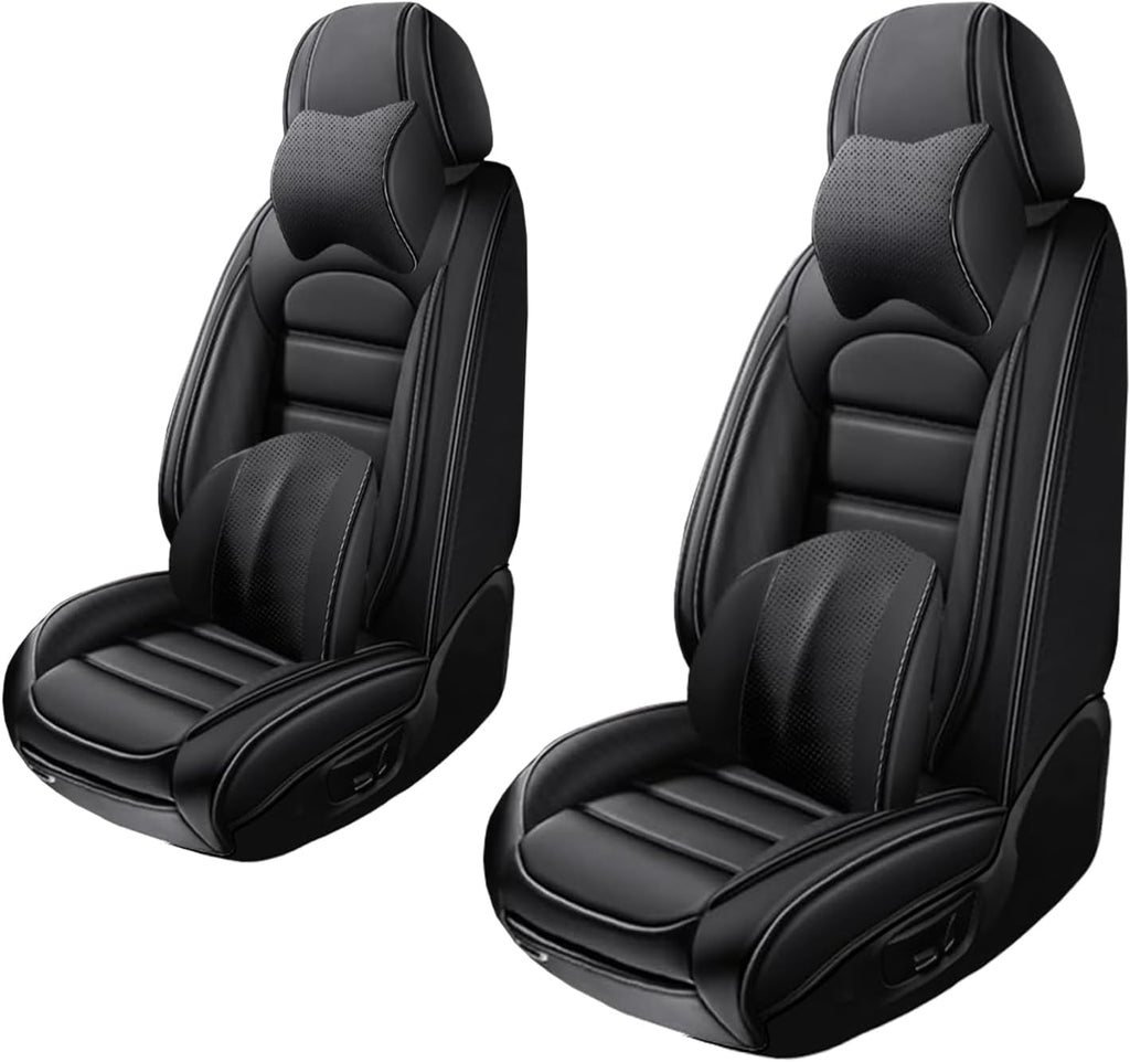 2 Seat Covers for Hummer H3 2006-2010 Leather Car Seat Covers Waterproof Anti-Slip Soft Car Seat Protectors Comfort Premium Automotive Seat Covers with Airbag（Luxury,Classic Black）