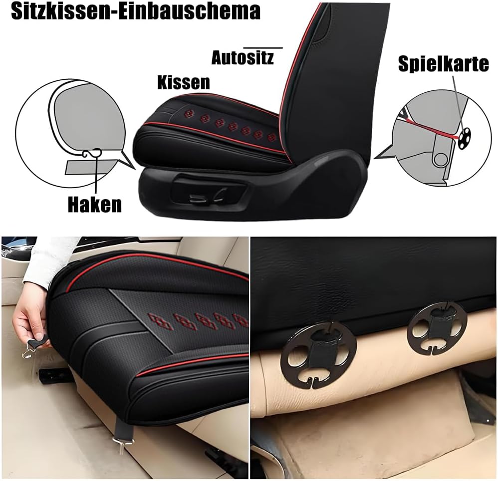 Full Set Car Seat Covers for Chevy Equinox 2005-2025 2026 Leather Seat Covers Waterproof Front Seats&Rear Car Seat Protectors Breathable Seat Cover Black&Red