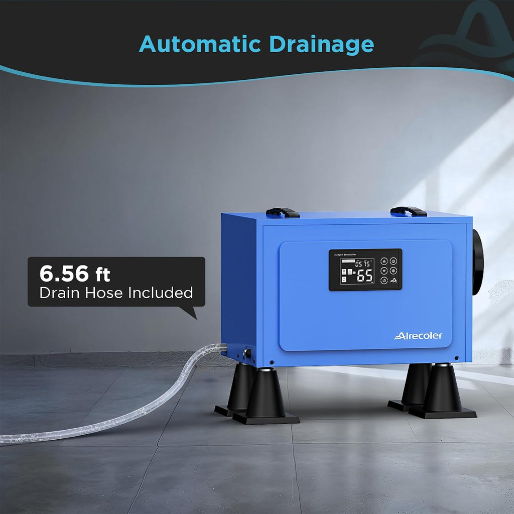 125 Pints Commercial Dehumidifier for Crawl Spaces & Basements with Drain Hose, Industrial Grade Water Damage Restoration for up to 6,000 sq ft, Auto Defrost, Memory Starting