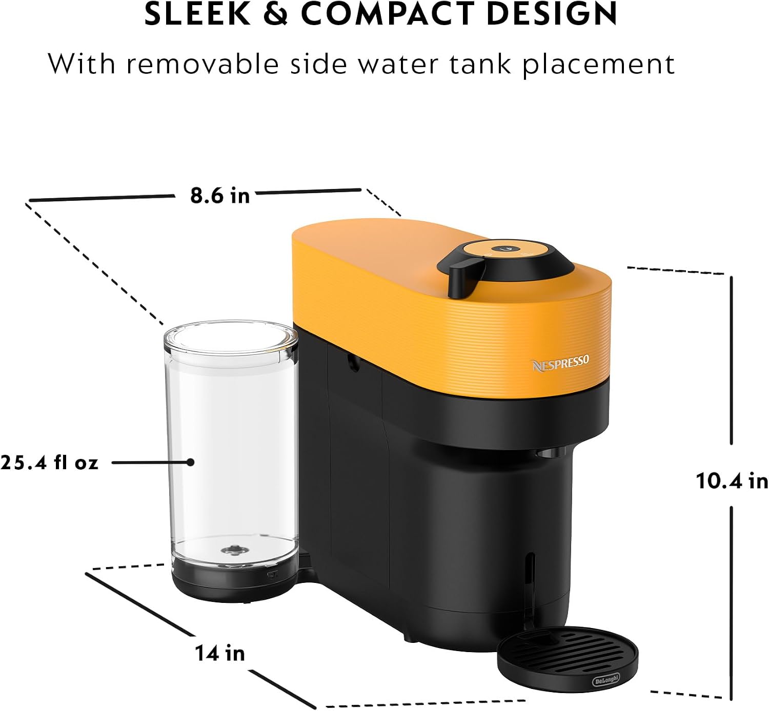 Nespresso Vertuo Pop+ Coffee and Espresso Machine by De'Longhi, Mango Yellow