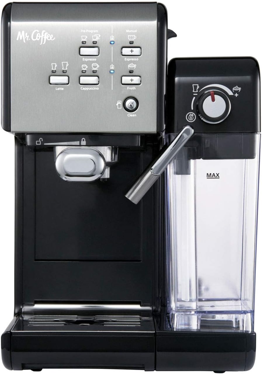 Mr. Coffee One-Touch Coffee House Espresso and Cappuccino Machine in Black Stainless