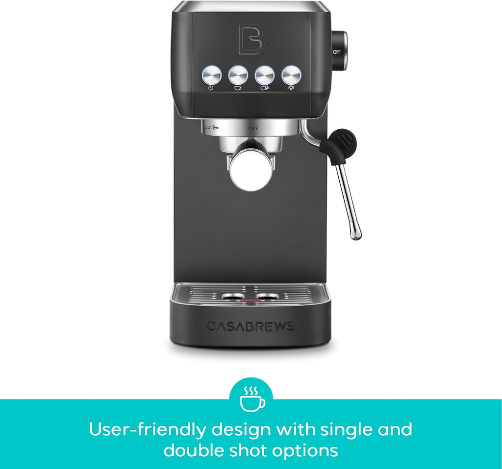 CASABREWS 3700 Essential Espresso Machine 20 Bar, Professional Espresso Coffee Machine with Steam Milk Frother, Coffee Maker Cappuccino Latte Machine with 43.9oz Removable Water Tank, Black